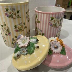 McKenzie Childs 2 Pieces Canister Set